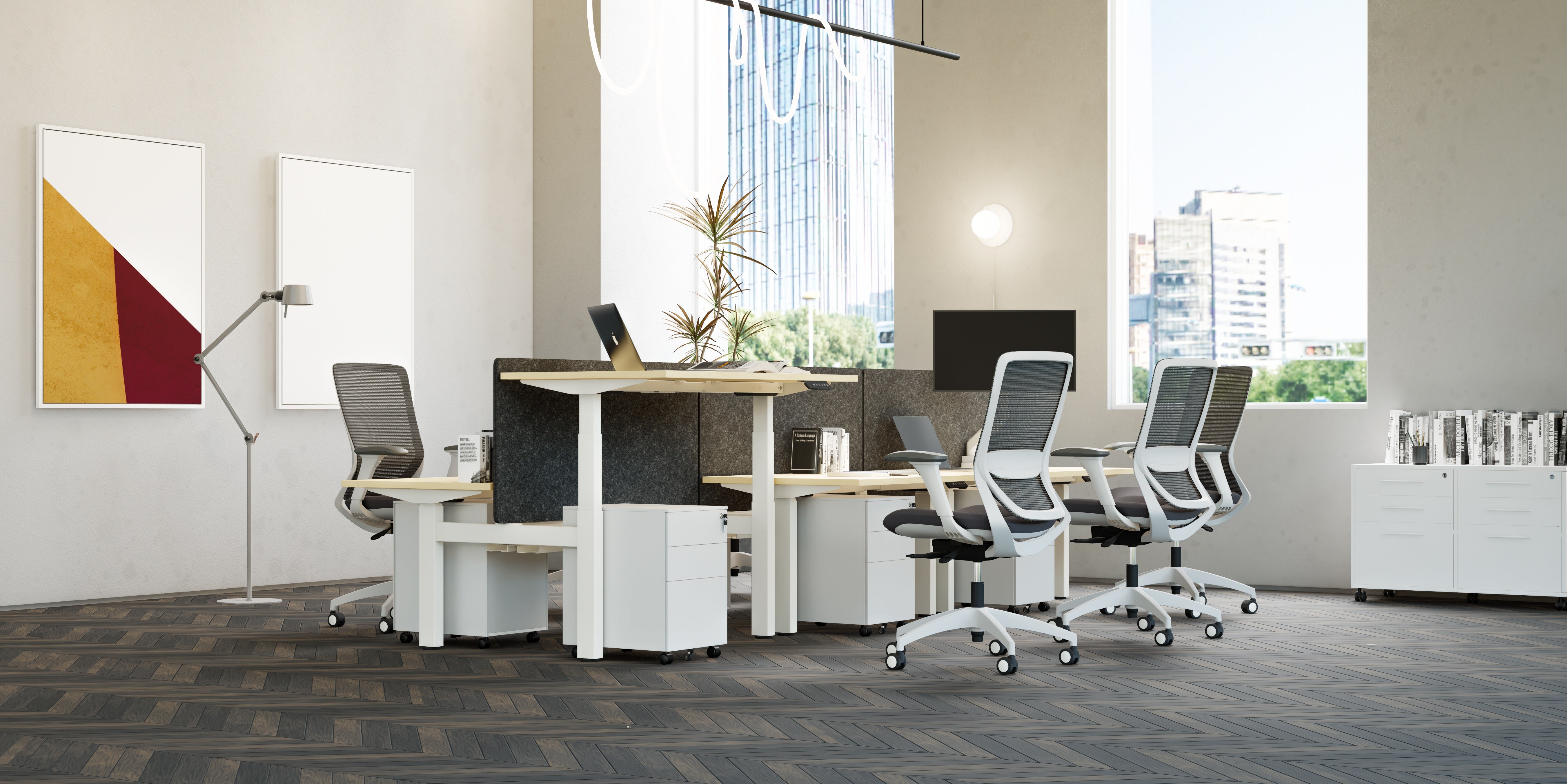 Montana Electrical Desks - with Acoustic Screens (All Colours)