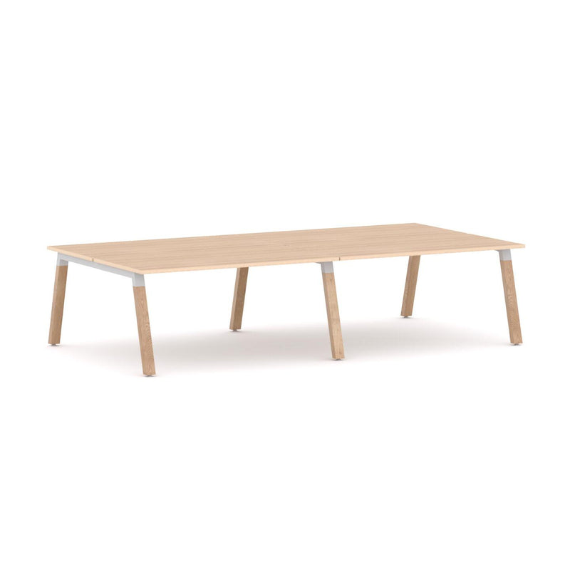 Plantation 4-Person Double-sided Desk Workstation Oak