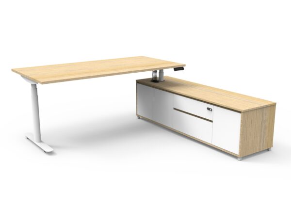 Halo (Round Legs) Electric Height Adjustable Executive Desk & Cabinet