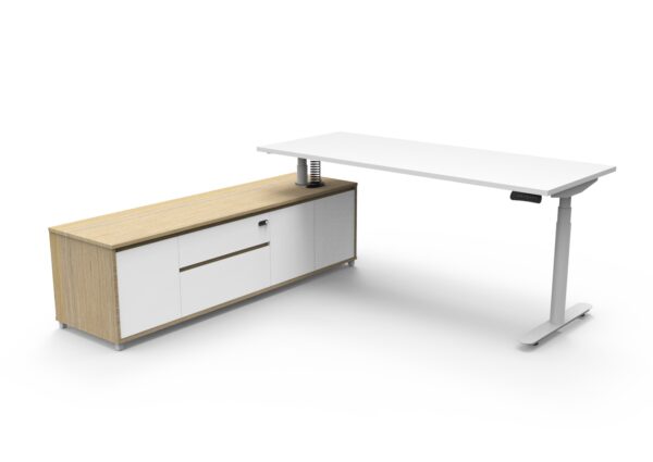 Halo (Round Legs) Electric Height Adjustable Executive Desk & Cabinet