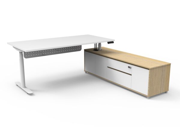 Halo (Round Legs) Electric Height Adjustable Executive Desk & Cabinet