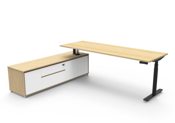 Halo (Round Legs) Electric Height Adjustable Executive Desk & Cabinet