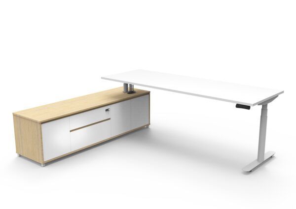 Halo (Round Legs) Electric Height Adjustable Executive Desk & Cabinet