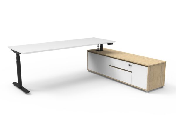 Halo (Round Legs) Electric Height Adjustable Executive Desk & Cabinet