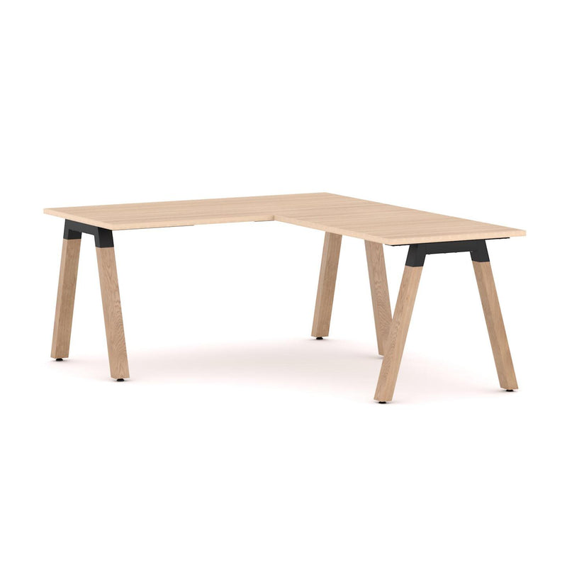 Plantation Straight Workstation with Return Oak