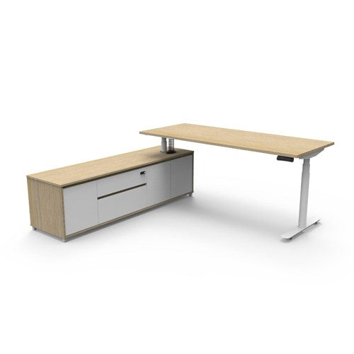 Halo (Round Legs) Electric Height Adjustable Executive Desk & Cabinet