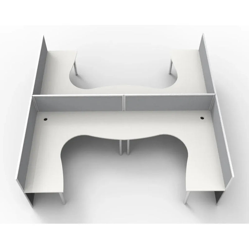 Rapid Screen 4 Person Corner Workstation - Set Up As Per Plan (1500x1500, White top, grey screen, white legs)-Elite Office Furniture