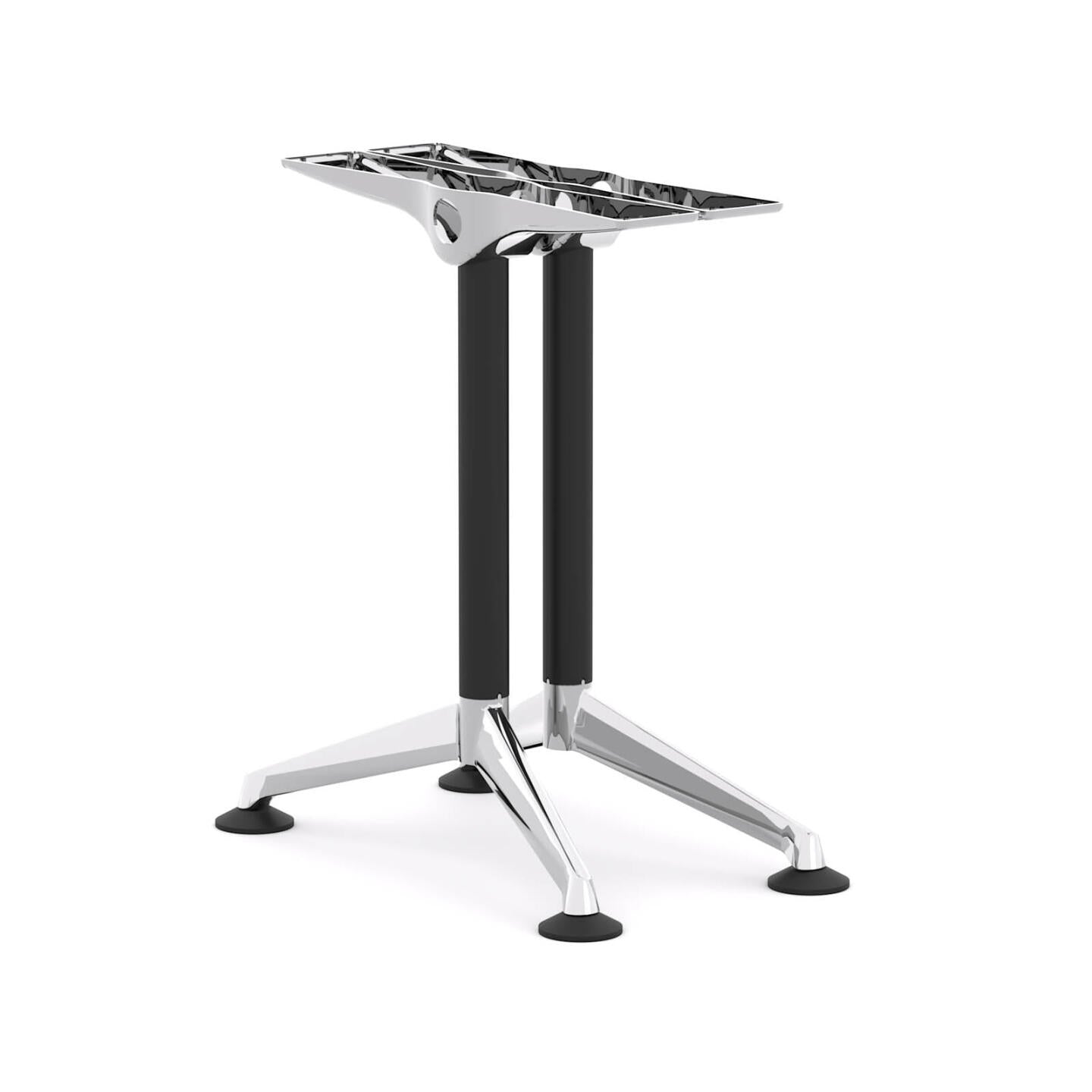 Modulus Table Single Post Fixed End Leg Set: D615-900mm x H695mm - Black Poles with Polished Alloy Feet