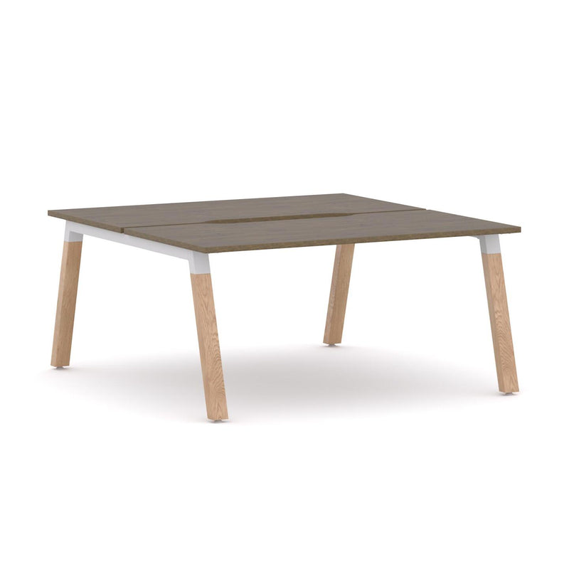 Plantation 2-Person Double-sided Desk Workstation Oak