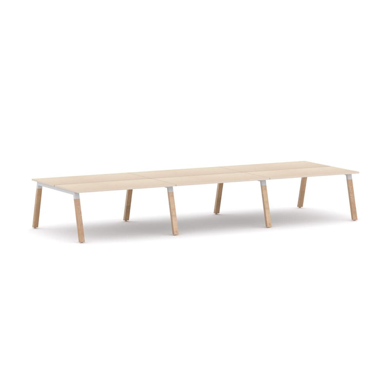 Plantation 6-Person Double-sided Desk Workstation Oak