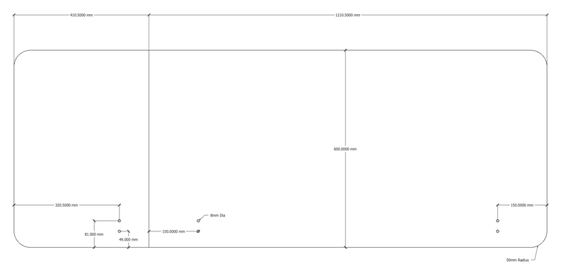 Acouline Single End Wrap 3 Quarter Screen - 90 Deg. Fold - Left Hand Return