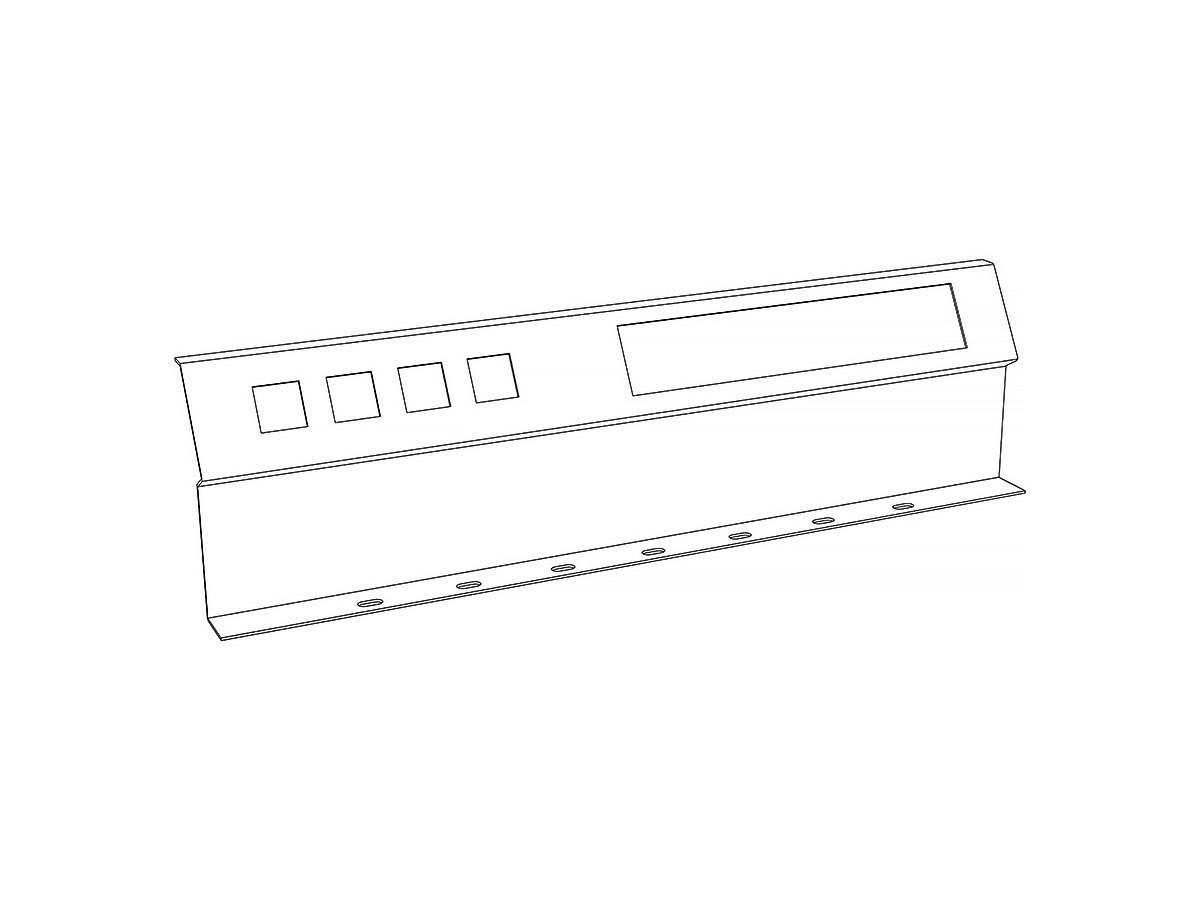 Axis Power and Data Plate for above desktop mounting to house 4 x Data Bezels and 4 x GPO Power Outlet: L515mm x D32mm x H139mm - White