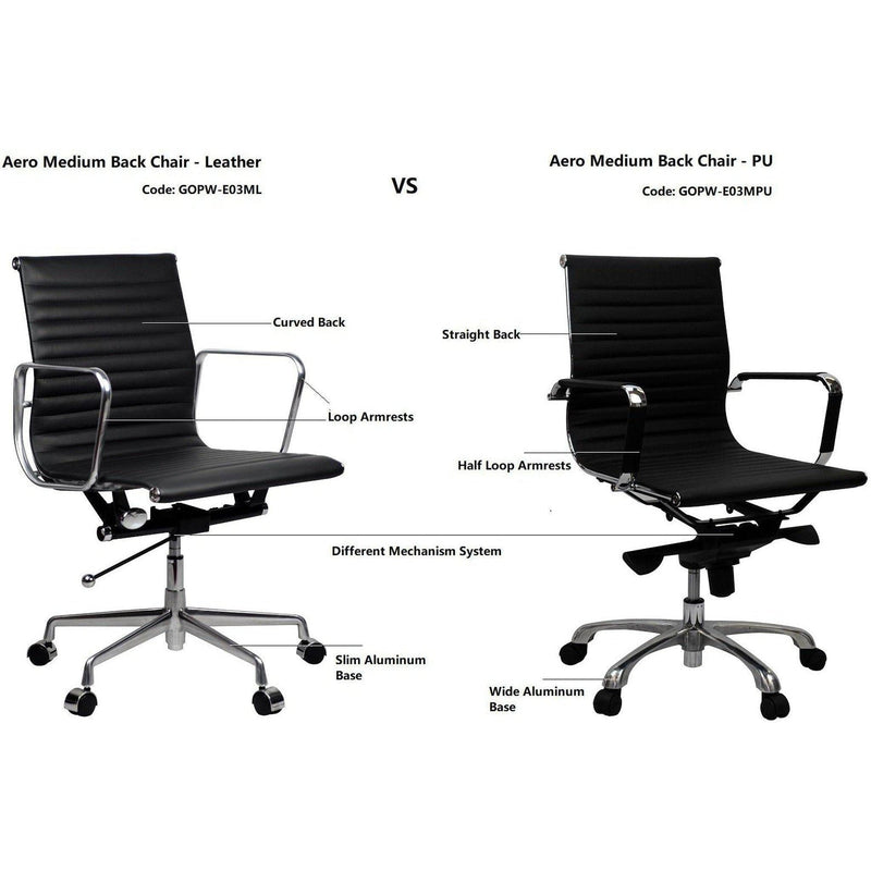 Aero Leather Mid Back Chair