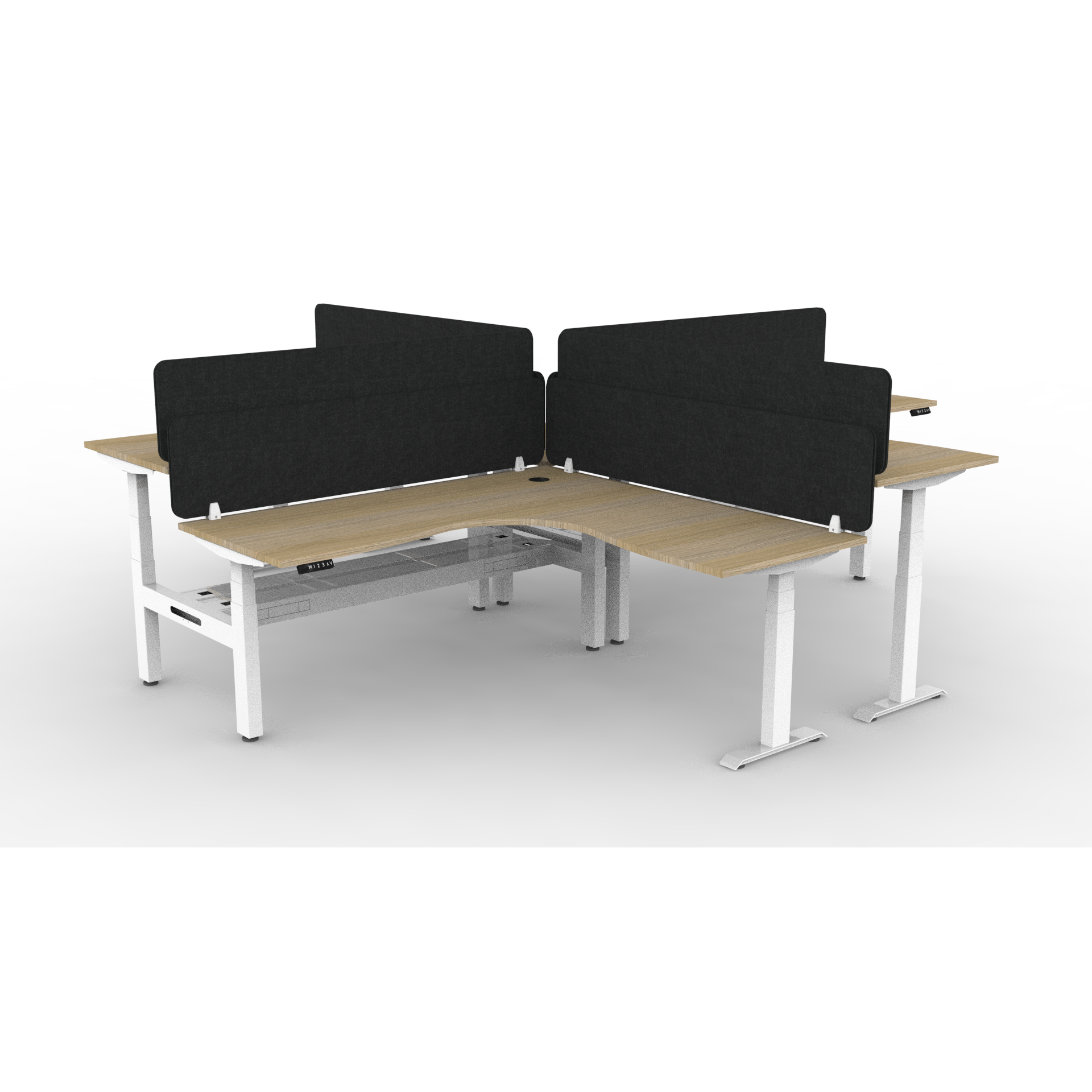 BOOST Plus + Electric Height Adjustable X Configuration Workstation with Eco Screens (4 Person)-Elite Office Furniture