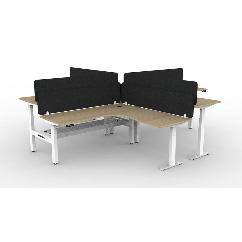 BOOST Plus + Electric Height Adjustable X Configuration Workstation with Eco Screens (4 Person)-Elite Office Furniture