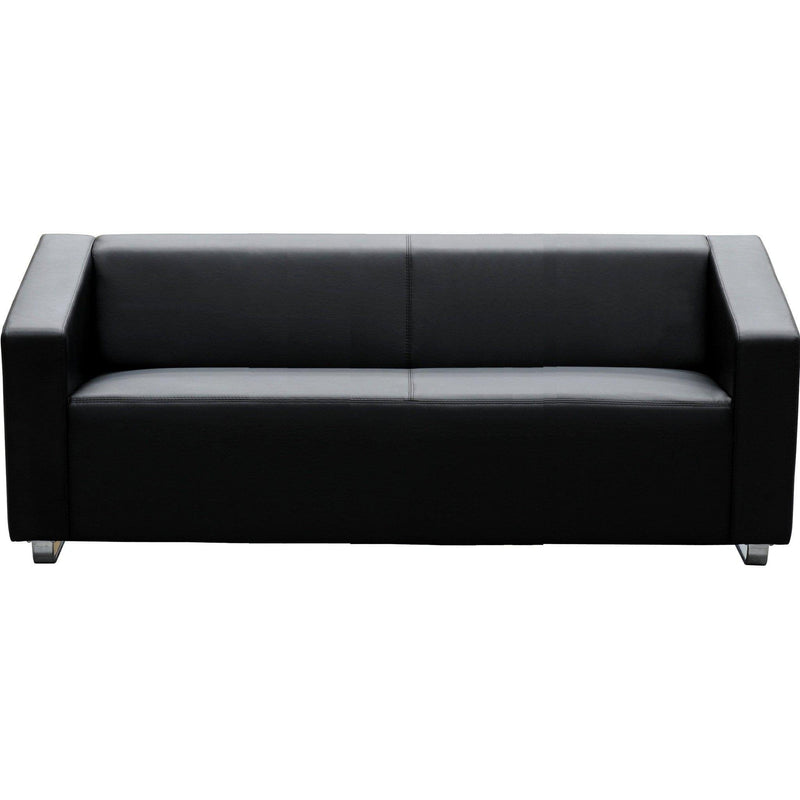 Cube 3 Seater Leather Lounge - Black