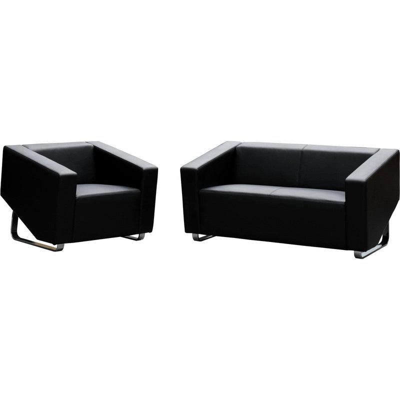 Cube Single Leather Lounge - Black