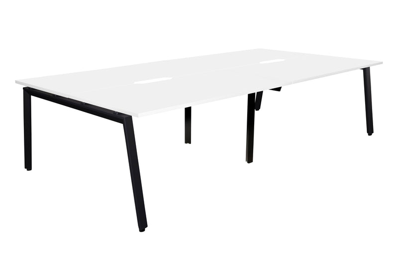 White table with black legs on a white background