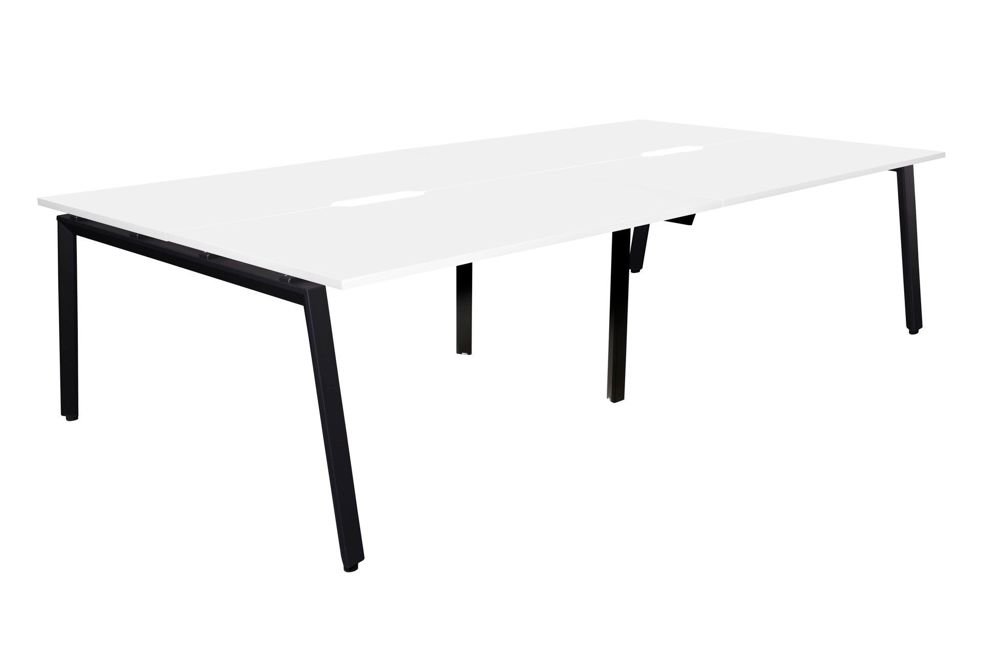White table with black legs on a white background