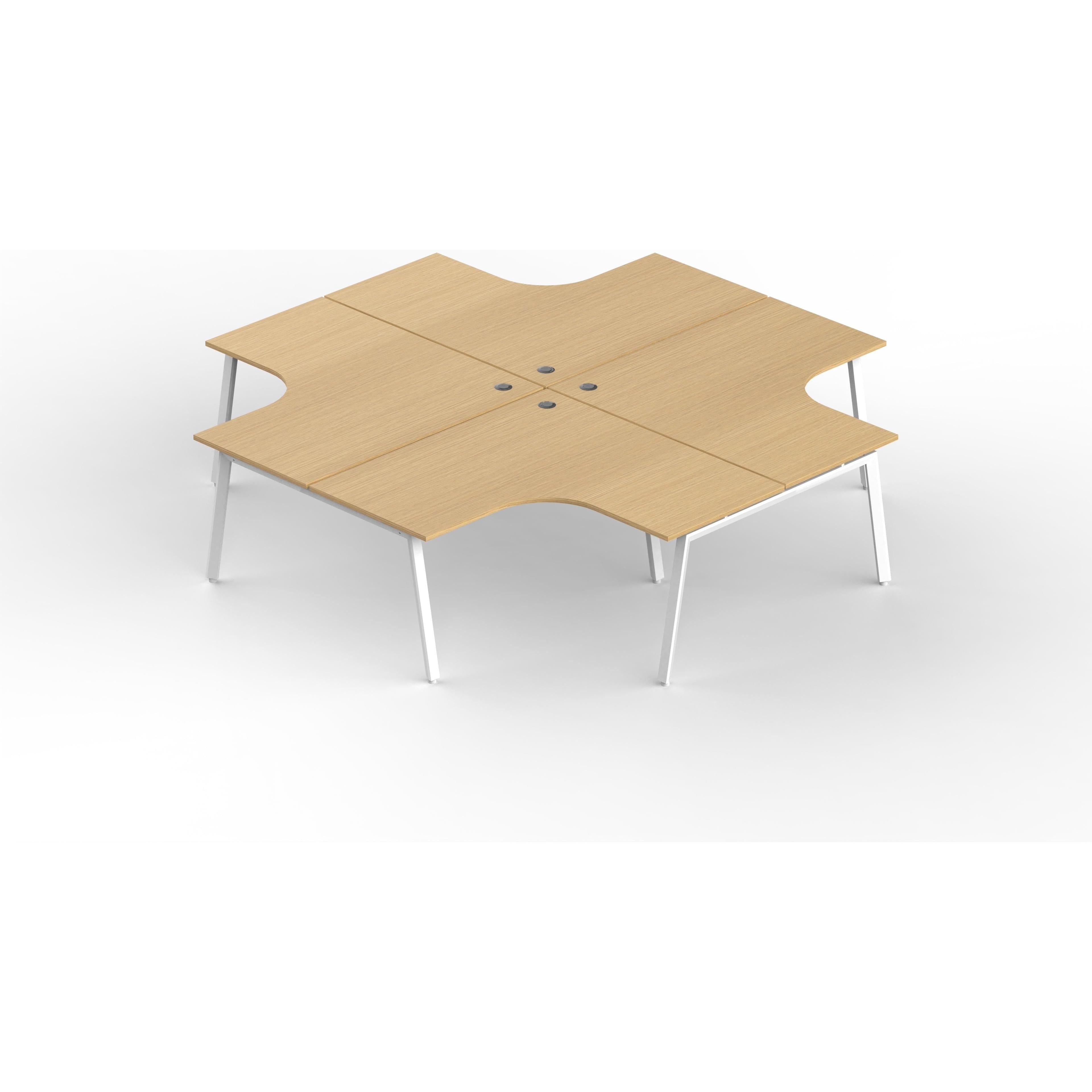 Daytona 4 Person Corner X Shape Workstation - Without Screen