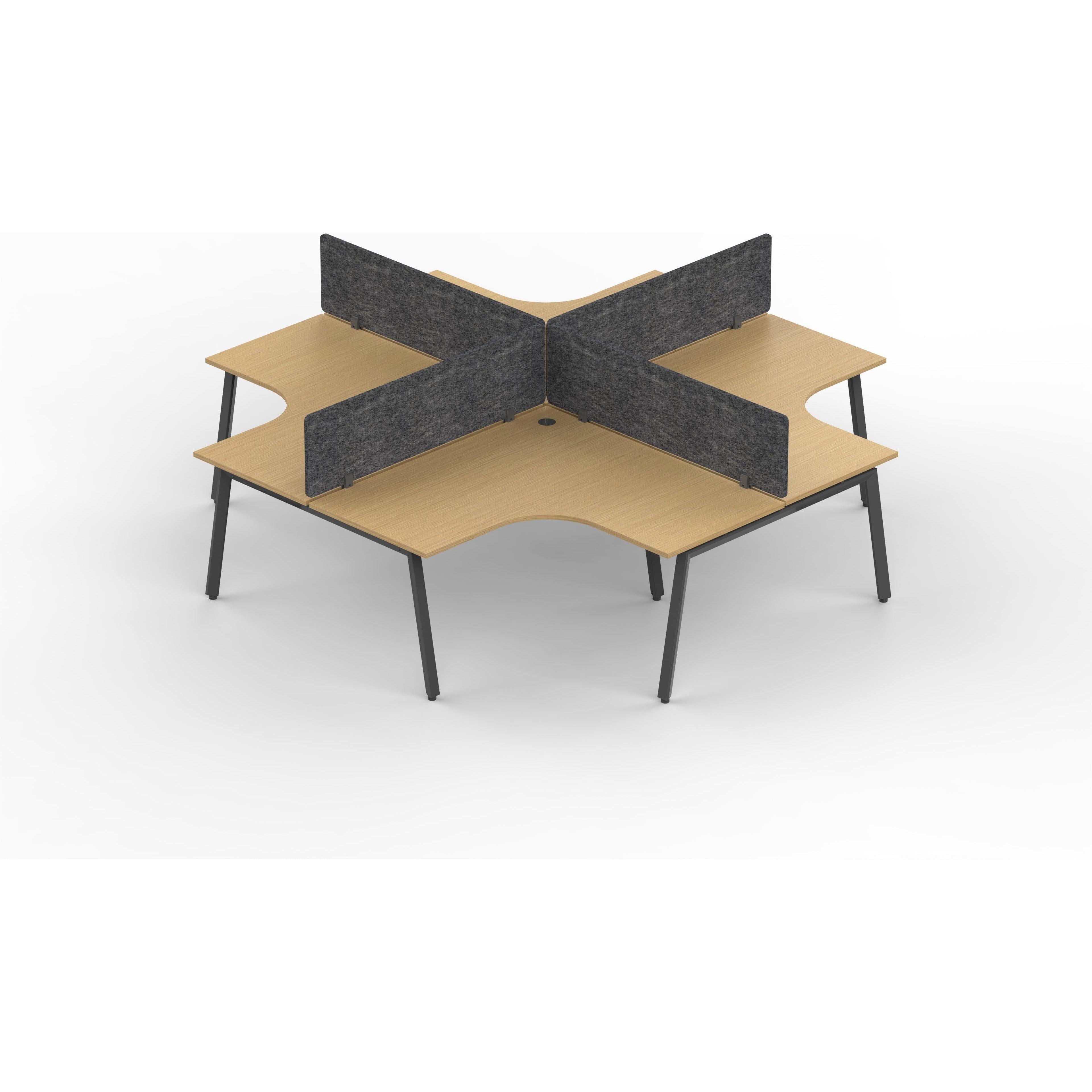 Daytona 4 Person Corner X Shape Workstation - With Screen