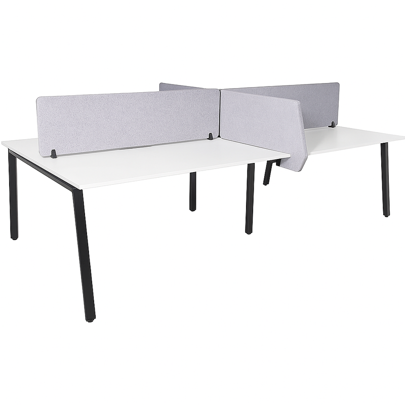 Daytona 4 Person Double Sided Workstation - With Screen + Side On Slider