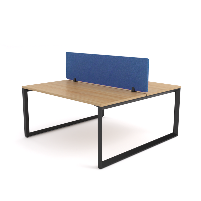 California Office Workstations (Loop Legs) 2-User Double-Sided Desk With AcoustiQ Screen (Cobalt Blue Screen)