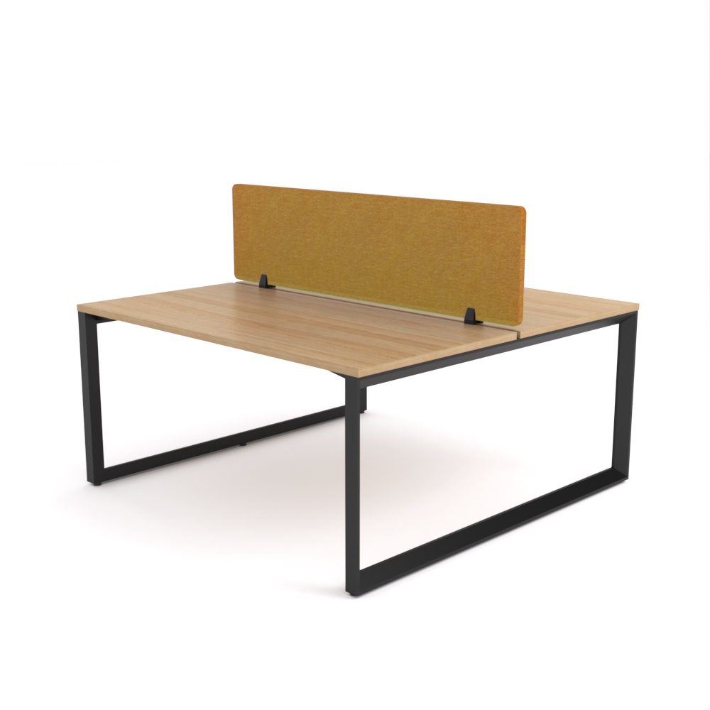 California Office Workstations (Loop Legs) 2-User Double-Sided Desk With AcoustiQ Screen (Golden Yellow Screen)