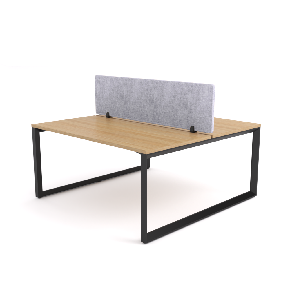 California Office Workstations (Loop Legs) 2-User Double-Sided Desk With AcoustiQ Screen (Marble Gray Screen)