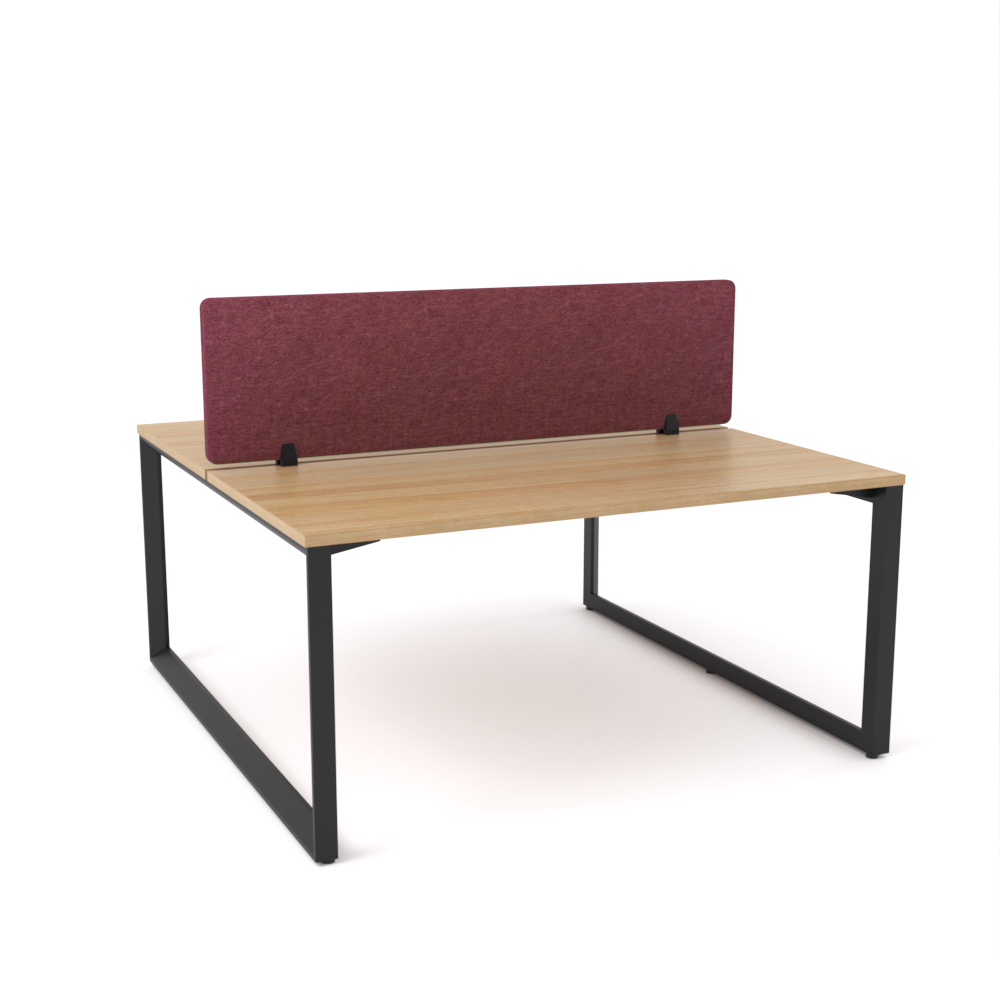 California Office Workstations (Loop Legs) 2-User Double-Sided Desk With AcoustiQ Screen (Maroon Screen)