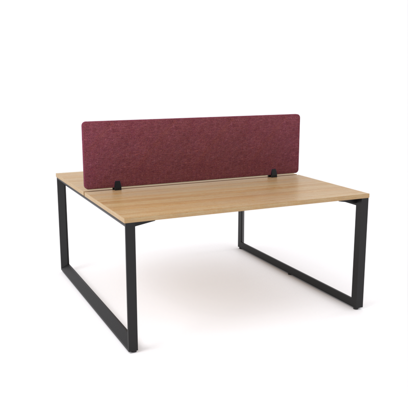California Office Workstations (Loop Legs) 2-User Double-Sided Desk With AcoustiQ Screen (Maroon Screen)