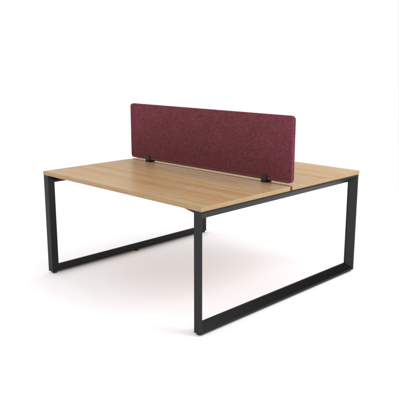 California Office Workstations (Loop Legs) 2-User Double-Sided Desk With AcoustiQ Screen (Maroon Screen)