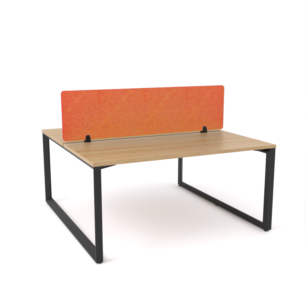California Office Workstations (Loop Legs) 2-User Double-Sided Desk With AcoustiQ Screen (Orange Screen)