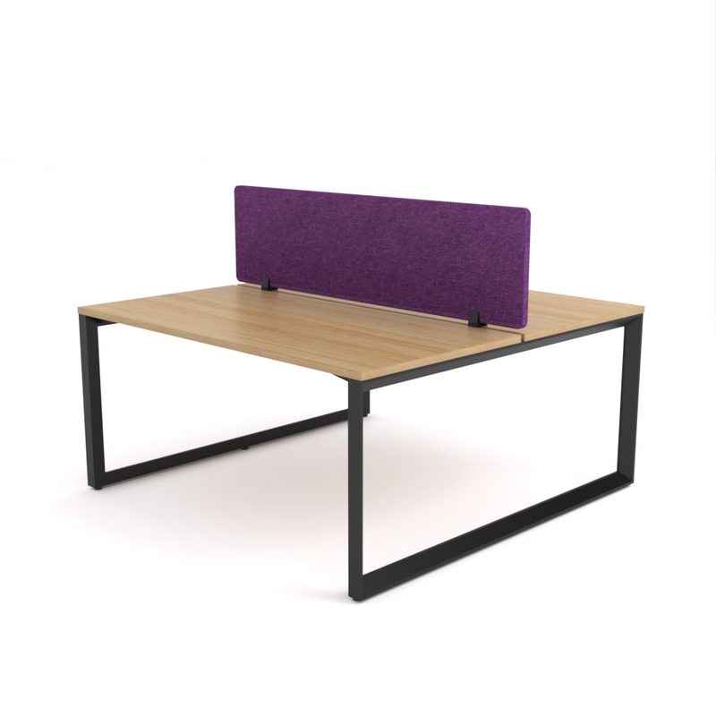 California Office Workstations (Loop Legs) 2-User Double-Sided Desk With AcoustiQ Screen (Purple Screen)