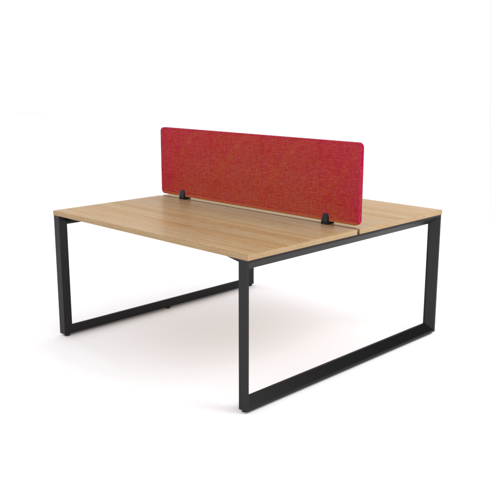 California Office Workstations (Loop Legs) 2-User Double-Sided Desk With AcoustiQ Screen (Red Screen)