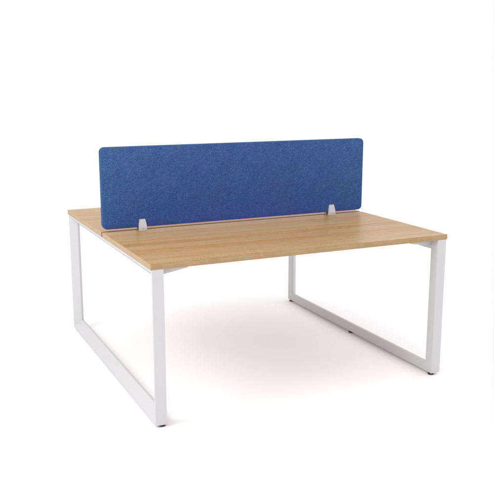 California Office Workstations (Loop Legs) 2-User Double-Sided Desk With AcoustiQ Screen (Cobalt Blue Screen)