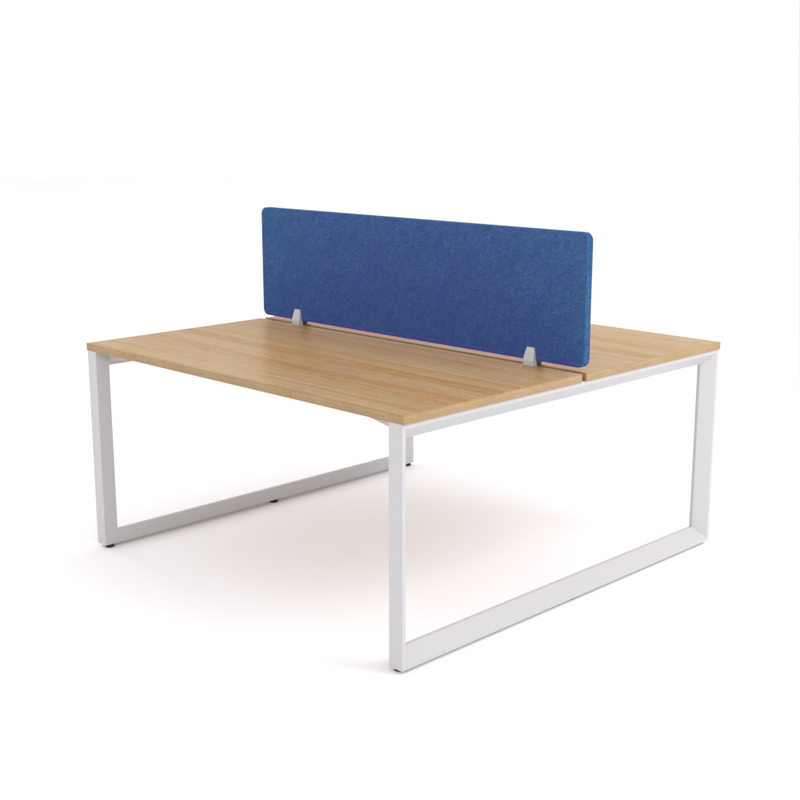 California Office Workstations (Loop Legs) 2-User Double-Sided Desk With AcoustiQ Screen (Cobalt Blue Screen)