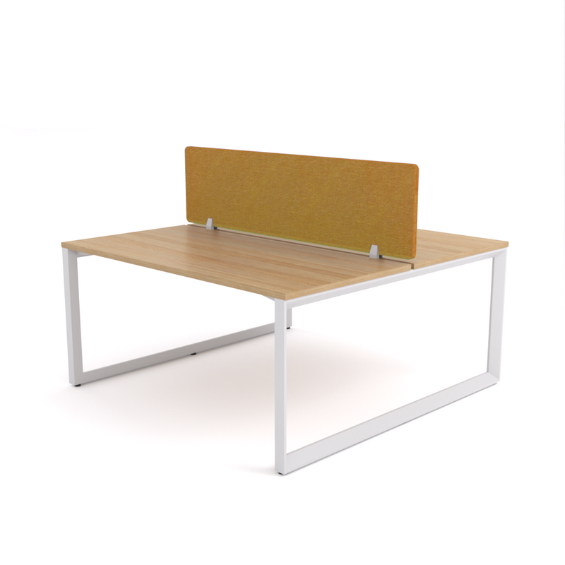 California Office Workstations (Loop Legs) 2-User Double-Sided Desk With AcoustiQ Screen (Golden Yellow Screen)
