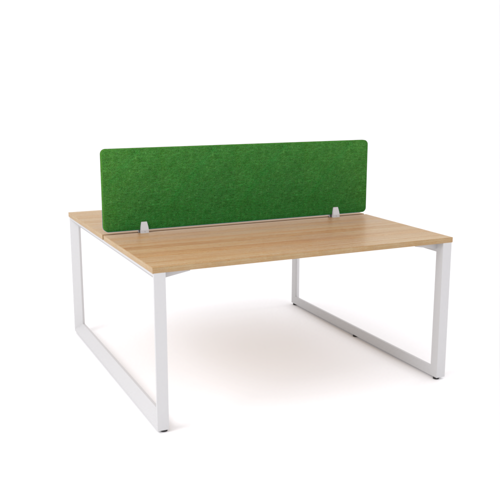 California Office Workstations (Loop Legs) 2-User Double-Sided Desk With AcoustiQ Screen (Green Screen)