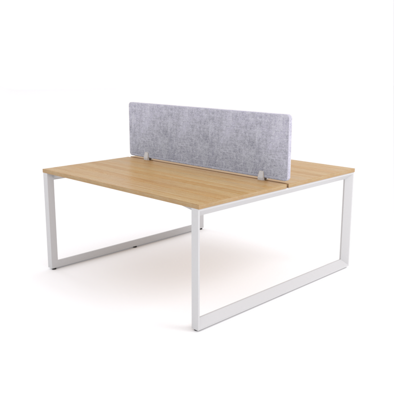 California Office Workstations (Loop Legs) 2-User Double-Sided Desk With AcoustiQ Screen (Marble Gray Screen)