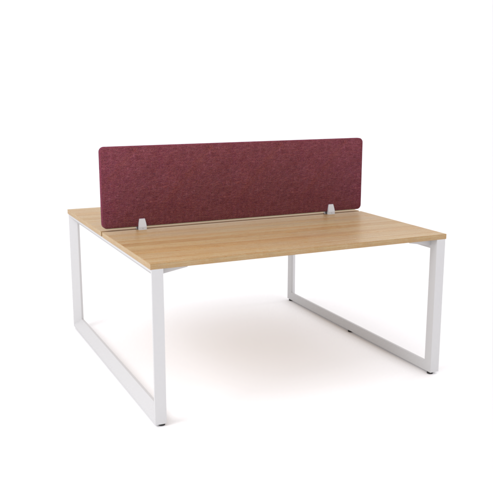 California Office Workstations (Loop Legs) 2-User Double-Sided Desk With AcoustiQ Screen (Maroon Screen)