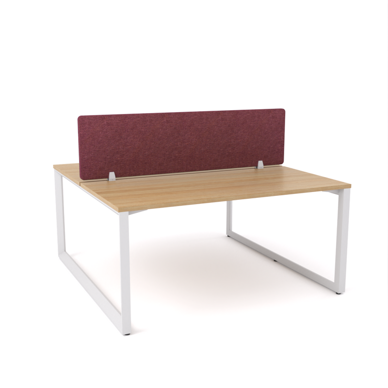 California Office Workstations (Loop Legs) 2-User Double-Sided Desk With AcoustiQ Screen (Maroon Screen)