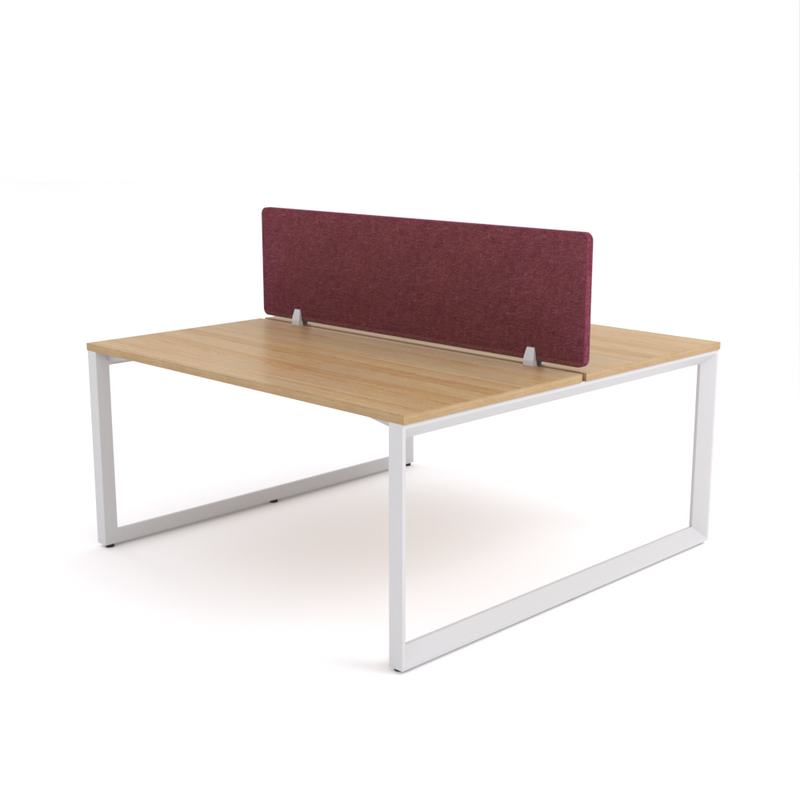 California Office Workstations (Loop Legs) 2-User Double-Sided Desk With AcoustiQ Screen (Maroon Screen)