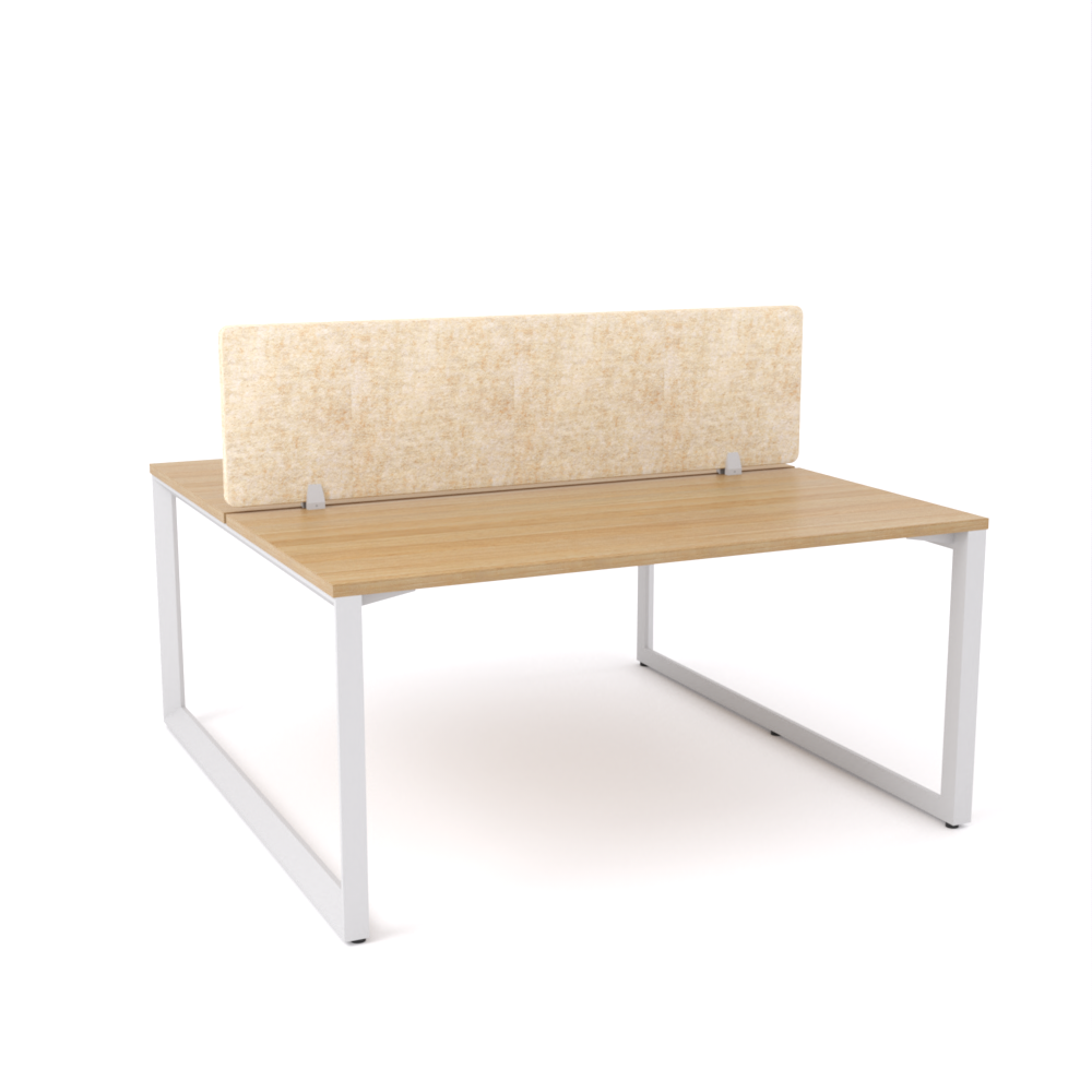 California Office Workstations (Loop Legs) 2-User Double-Sided Desk With AcoustiQ Screen (Natural Screen)-Elite Office Furniture