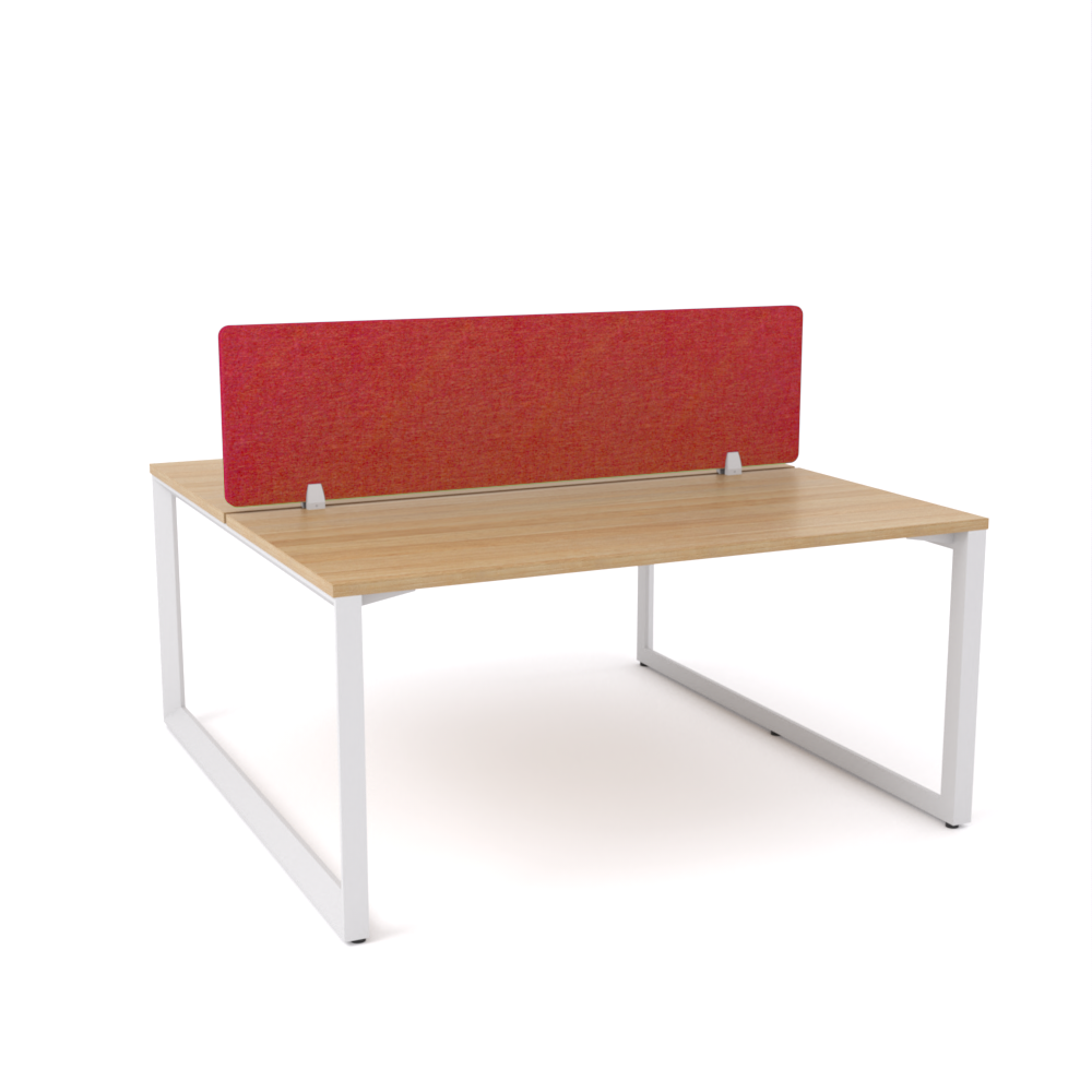 California Office Workstations (Loop Legs) 2-User Double-Sided Desk With AcoustiQ Screen (Red Screen)