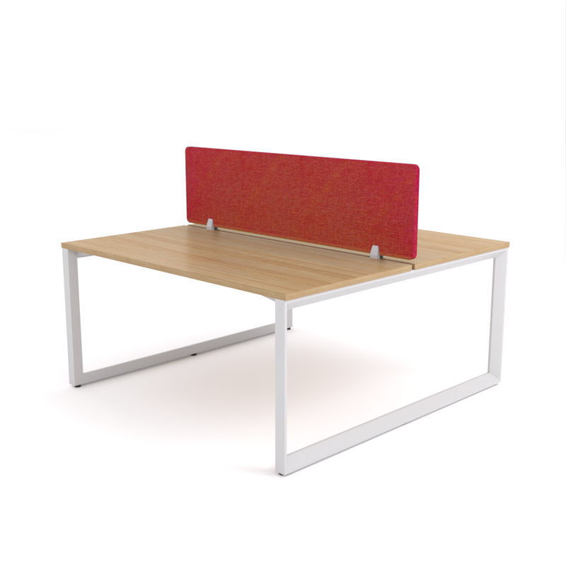 California Office Workstations (Loop Legs) 2-User Double-Sided Desk With AcoustiQ Screen (Red Screen)