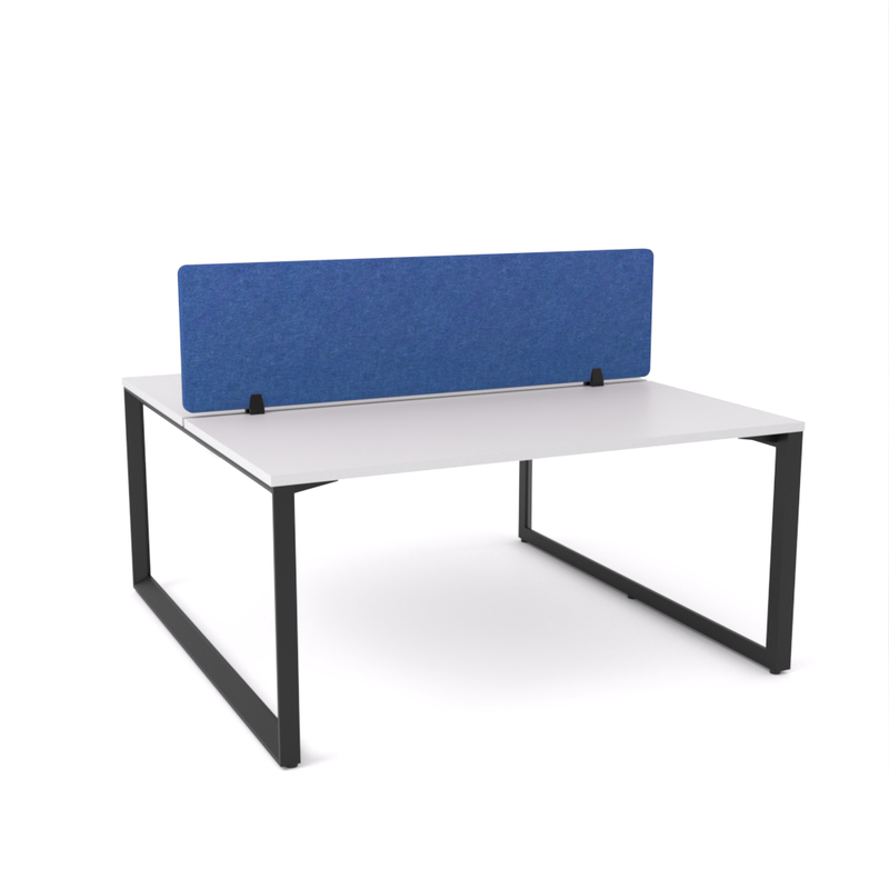 California Office Workstations (Loop Legs) 2-User Double-Sided Desk With AcoustiQ Screen (Cobalt Blue Screen)