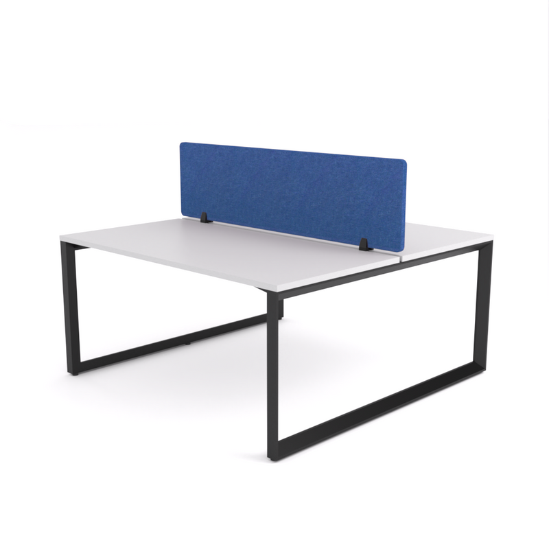 California Office Workstations (Loop Legs) 2-User Double-Sided Desk With AcoustiQ Screen (Cobalt Blue Screen)