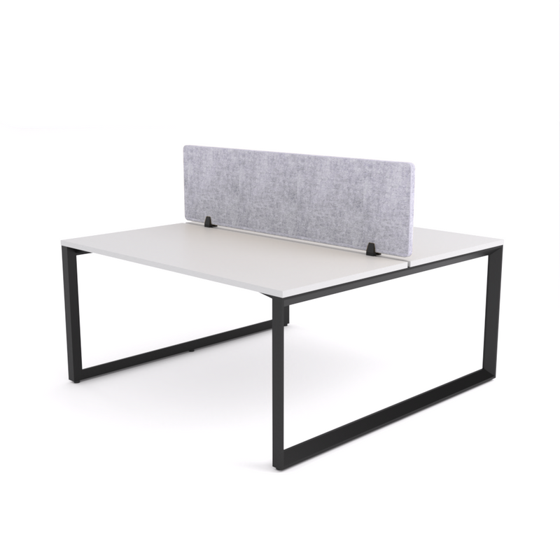 California Office Workstations (Loop Legs) 2-User Double-Sided Desk With AcoustiQ Screen (Marble Gray Screen)