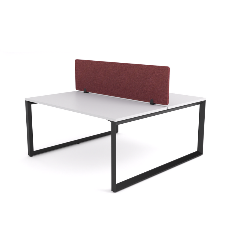 California Office Workstations (Loop Legs) 2-User Double-Sided Desk With AcoustiQ Screen (Maroon Screen)